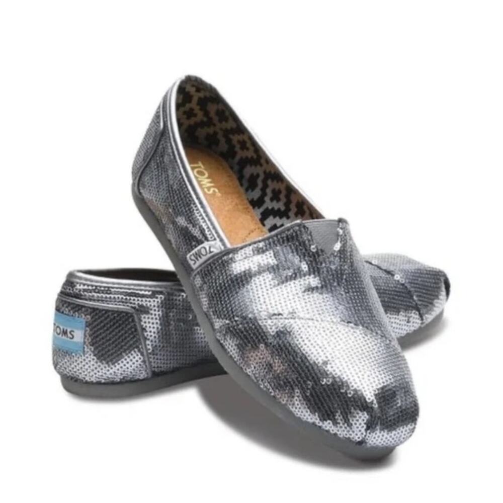 Toms | Size 6.5 Classic Pewter Sequin Alpargata Shiney Disco Ball Holiday